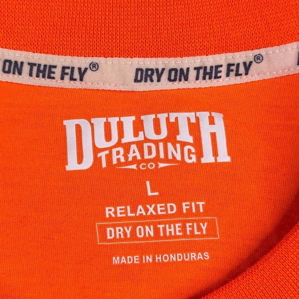 Duluth Shirt Mens Large Orange Dry On The Fly Relaxed Fit Performance Crewneck - Picture 3 of 11
